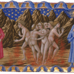 Dante and Virgil observing the fate of the Lustful