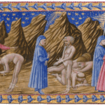 Dante and Virgil with Pope Adrian V, Hugh Capet, and Statius, in Purgatory