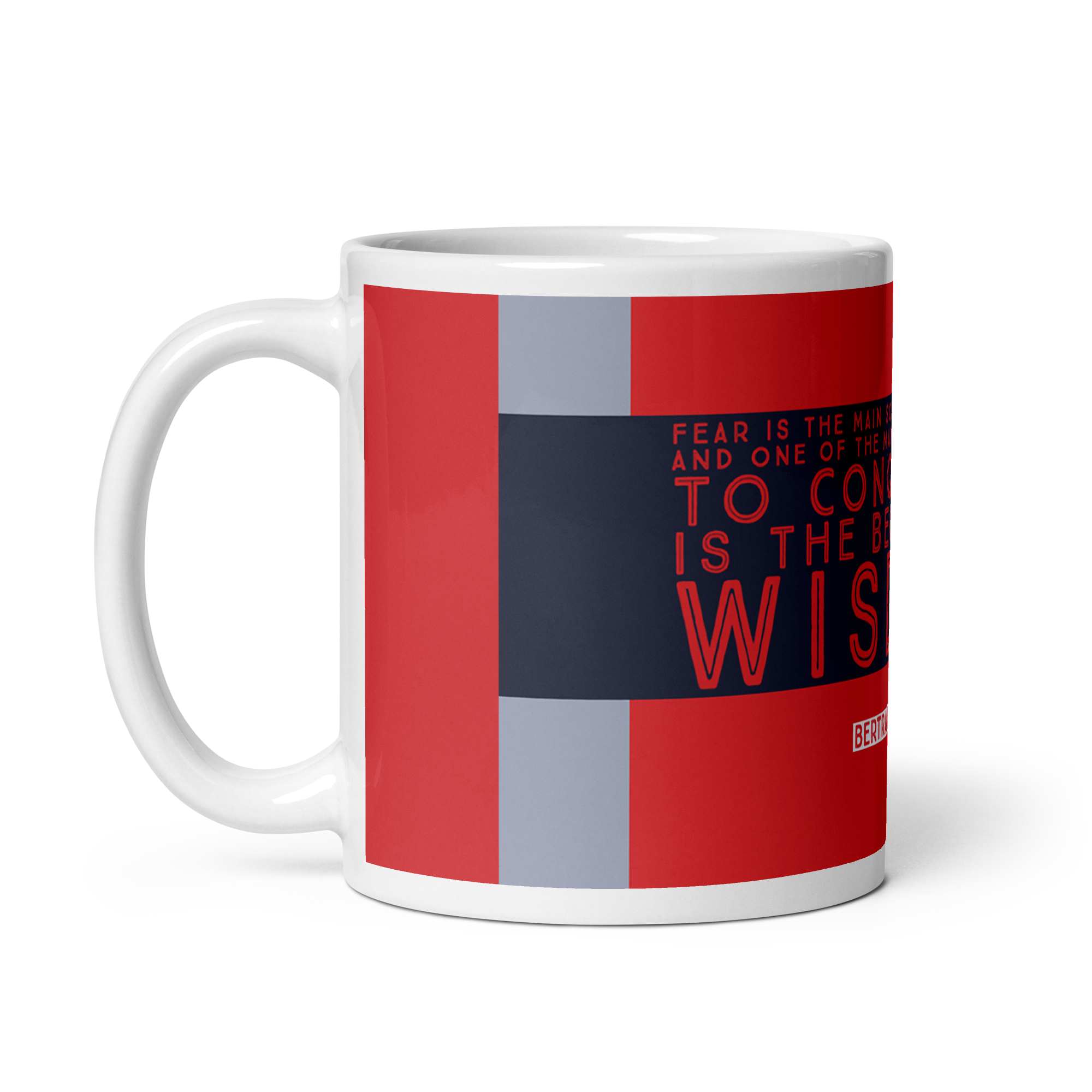 "Fear is the main source" Mug, Bertrand Russell - Image 3