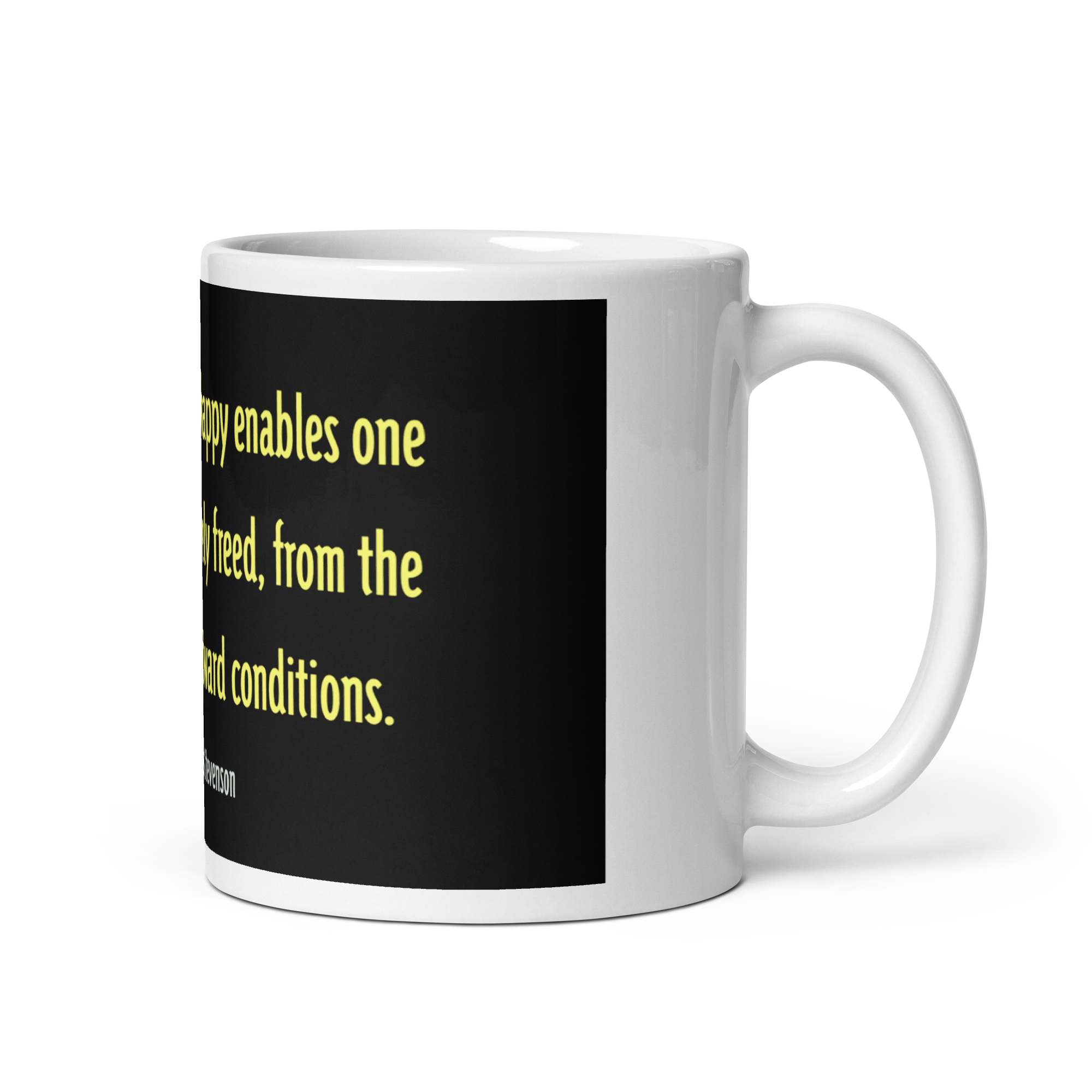 "The habit of being happy" Mug, Robert Louis Stevenson - Image 2